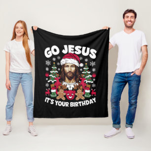 Manta Polar Vamos Jesús Es Tu Cumpleaños Suéter Feo De Navidad