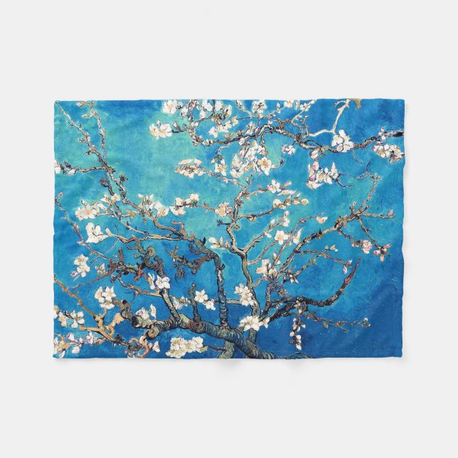 Manta Polar Van Gogh Almond Blossoms turquesa brillante (Frente (Horizontal))