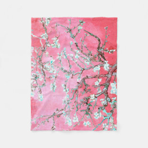 Manta Polar Van Gogh Almond Flores azul rosa