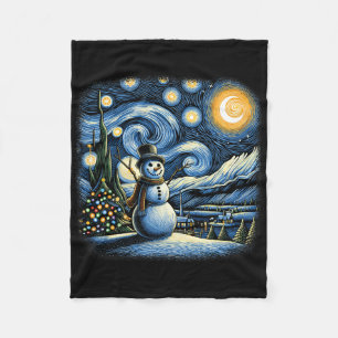 Manta Polar Van Gogh Noche Estrellada Navidad Muñeco de Nieve 