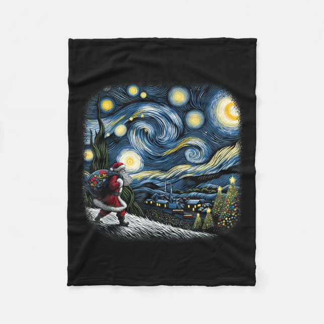 Manta Polar Van Gogh Starry Night Santa Christmas Winter Snowy (Anverso)