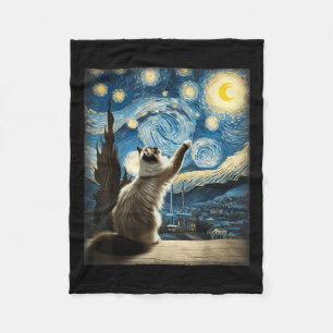Manta Polar Van Gogh Starry Night Style Artistic Ragdoll Cat