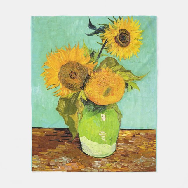 Manta Polar Van Gogh, Vase con 3 girasoles (Anverso)
