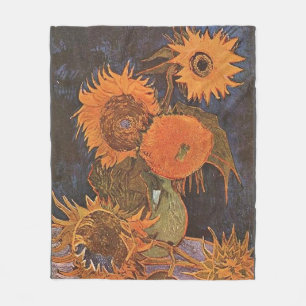 Manta Polar Van Gogh - Vida fija con cinco girasoles,