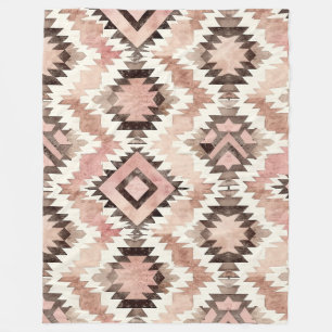 Manta Polar Vaquera marrón rosa de la tribu suroeste