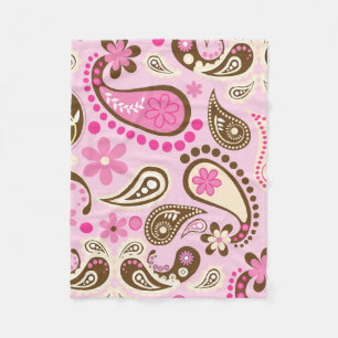 Manta Polar Vaquera Rosa Marrón Paisley Flores País Texas