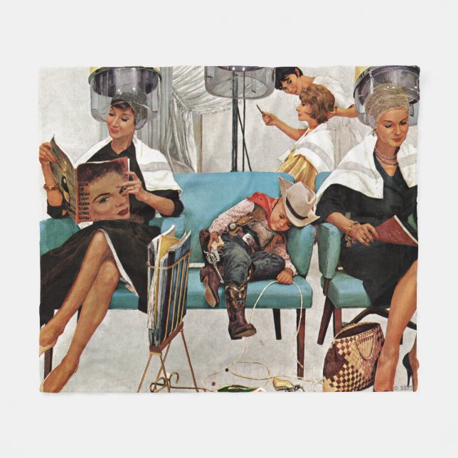 Manta Polar Vaquero dormido en salón de belleza (Frente (Horizontal))