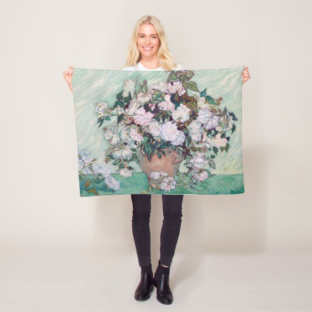 Manta Polar Vase con rosas rosas rosas rosas, Van Gogh (In situ)