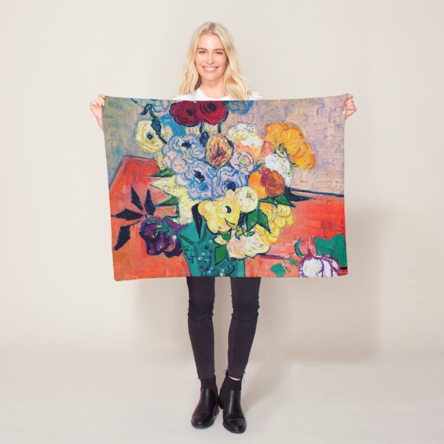 Manta Polar Vase con Rosas y Anemones, Van Gogh (In situ)