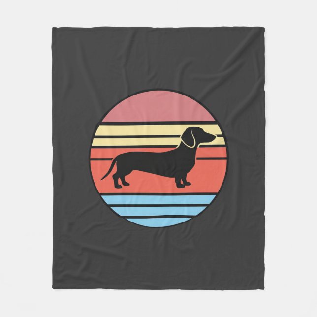 Manta Polar Vector Atardecer Perro Dachshund Retro (Anverso)