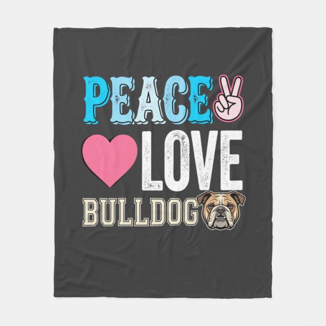 Manta Polar Vector Perro Bulldog Paz Amor (Anverso)