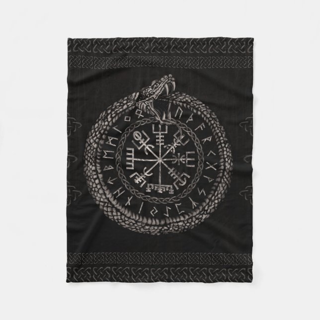 Manta Polar Vegvisir con Ouroboros y las runas (Anverso)