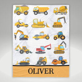 Manta Polar Vehículos de construcción amarillos lindos