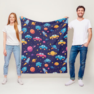 Manta Polar Vehículos Espaciales Coloridos Para Estilo de Sala