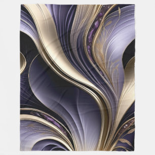 Manta Polar Velo Dorado - Abstracto Lujoso de Oro y Violeta