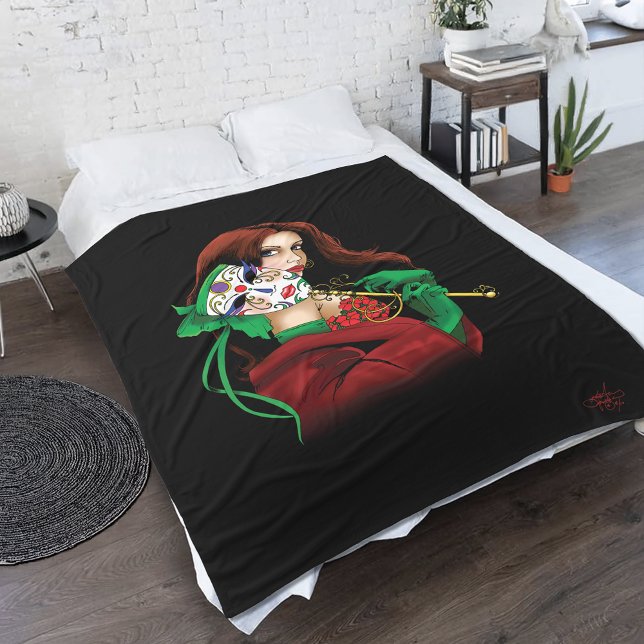 Manta Polar Veneciana de Mascarada Verde Rojo (Subido por el creador)