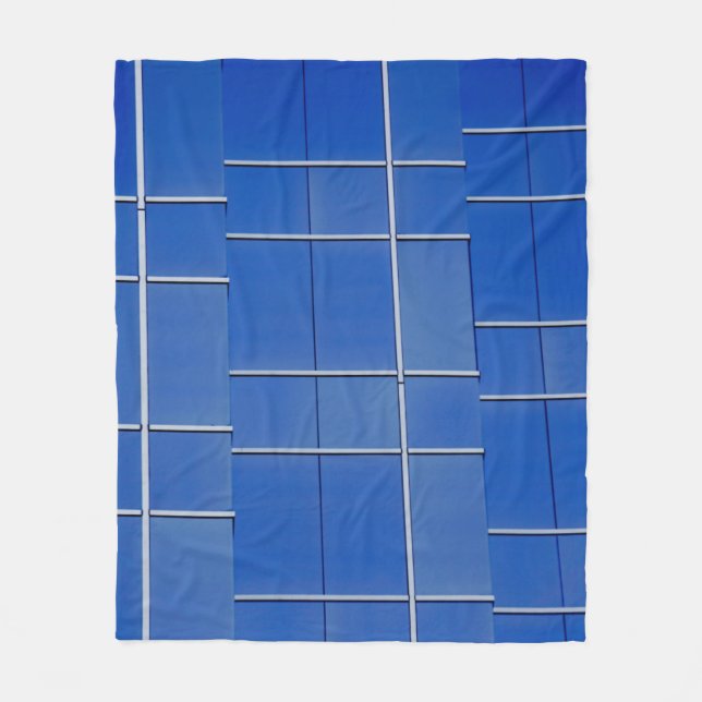 Manta Polar Ventanales de cristal azul y blanco (Anverso)