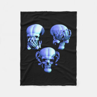 Manta Polar Ver Oír No Mal Skulls Fleece Blanket