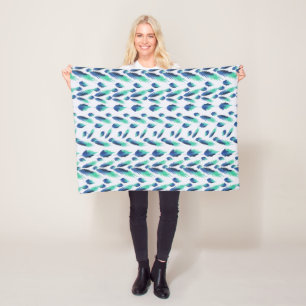 Manta Polar Verano Boho Blue Greenerenery Hojas Botánicas