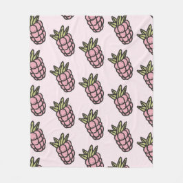 Manta Polar Verano botánico de frutas tropicales de piña rosa