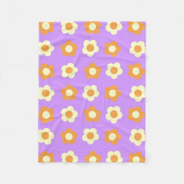 Manta Polar Verano Botánico Floral Púrpura Naranja Tropical