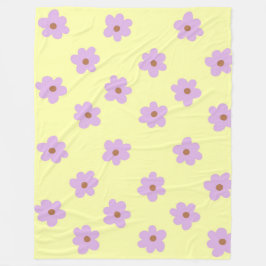 Manta Polar Verano Botánico Floral Tropical Amarillo Púrpura