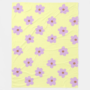 Manta Polar Verano Botánico Floral Tropical Amarillo Púrpura