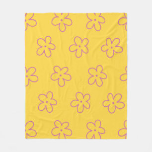 Manta Polar Verano Botánico Floral Tropical Amarillo Púrpura