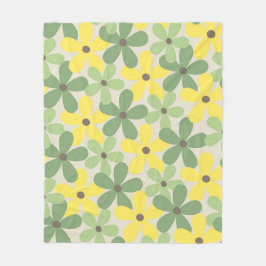 Manta Polar Verano Botánico Floral Tropical Amarillo Verde