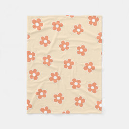 Manta Polar Verano Botánico Floral Tropical Blanco Peach