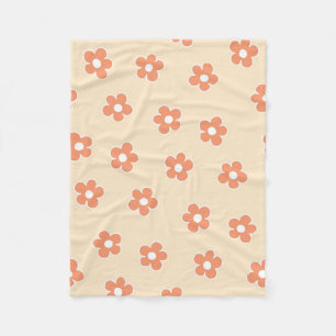 Manta Polar Verano Botánico Floral Tropical Blanco Peach