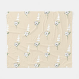 Manta Polar Verano Botánico Floral Tropical de Crema Blanca