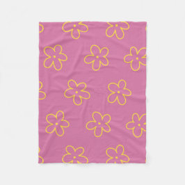 Manta Polar Verano Botánico Floral Tropical Morado Amarillo