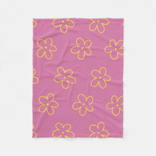 Manta Polar Verano Botánico Floral Tropical Morado Amarillo