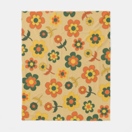 Manta Polar Verano Botánico Floral Tropical Verde naranja
