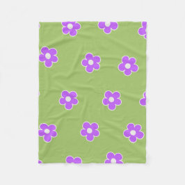 Manta Polar Verano Botánico Floral Verde Púrpura Tropical