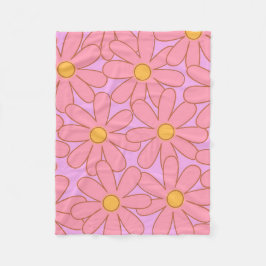 Manta Polar Verano botánico tropical floral rosa amarillo trop