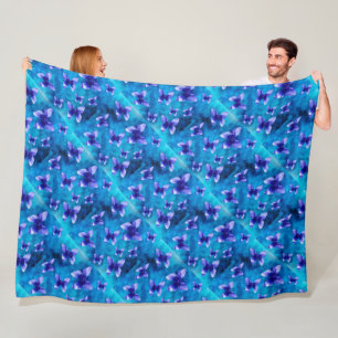 Manta Polar Verano de mariposa azul. Gran Funda de Fleece