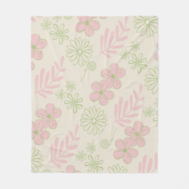 Manta Polar Verano de primavera botánica floral tropical verde (Anverso)