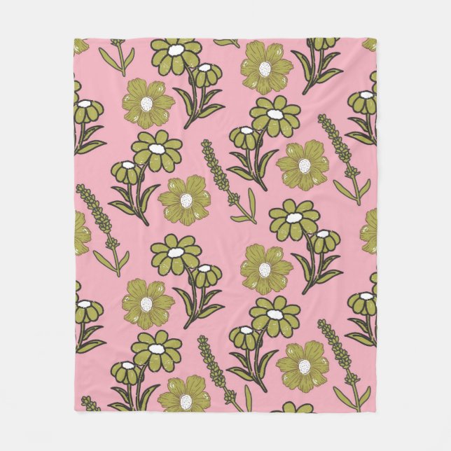 Manta Polar Verano de primavera botánica floral tropical verde (Anverso)