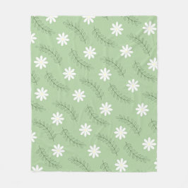 Manta Polar Verano Sage Green Tropical Floral Botánica