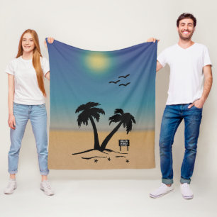Manta Polar Verano Sunset Beach Rótulo Fleece Blanket