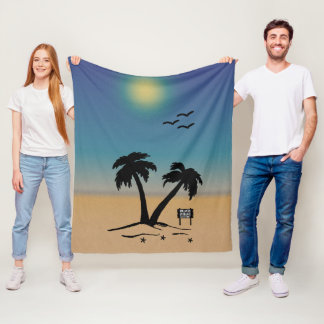 Manta Polar Verano Sunset Beach Rótulo Fleece Blanket