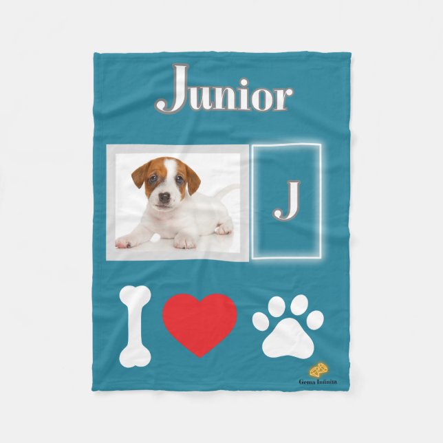 Manta Polar Verde Agua con Diseño de Amo a mi Masc (Anverso)