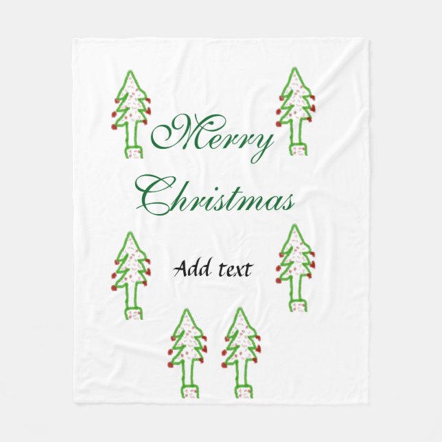 Manta Polar Verde árbol de navidad rojo cereza alegría Navidad (Anverso)