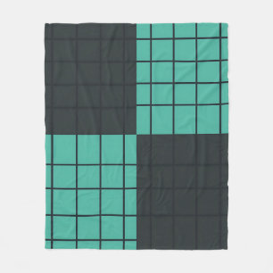 Manta Polar Verde azul oscuro gris patrón de rejilla moderno m