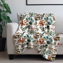 Manta Polar Verde azulada Rust Sage Green Brown deja otoño