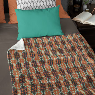 Manta Polar Verde azulada Terracota azul Naranja arte tribal m
