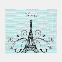 Manta Polar Verde azulada Torre Eiffel Flourie Fleece Blanket
