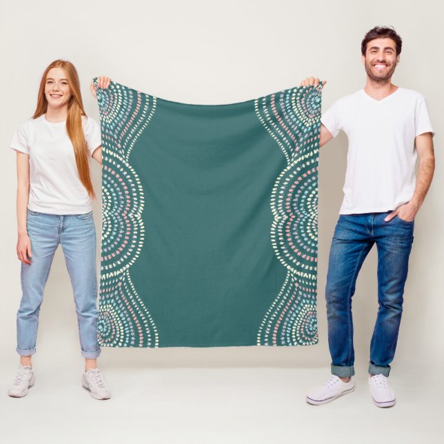 Manta Polar verde azulado azul amarillo rosa rosa concentrado  (In situ)